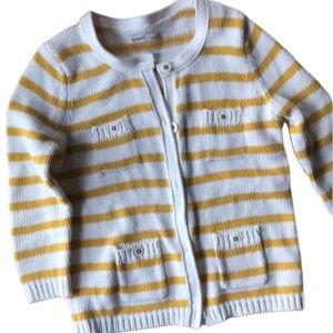 Old Navy S Cardigan Sweater Yellow & White stripes